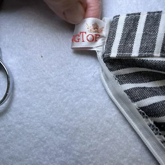 Mokingtop crop jumpsuit lightweight cotton black white stripes womens sz M - Picture 10 of 16